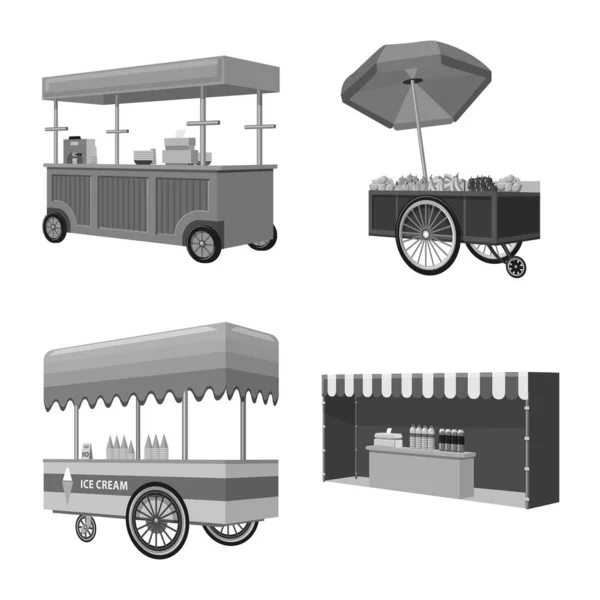 Ilustração vetorial do ícone do comércio e da alimentação. Conjunto de comércio e tenda ilustração vetor estoque . — Vetor de Stock