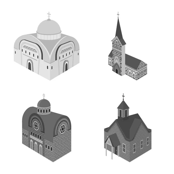 Ilustración vectorial de hito e icono del clero. Colección de punto de referencia e ilustración de vector de stock de religión . — Vector de stock