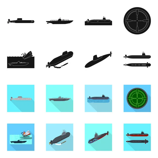 Ilustración vectorial de guerra y símbolo del barco. Colección de ilustración vectorial de guerra y flota . — Vector de stock