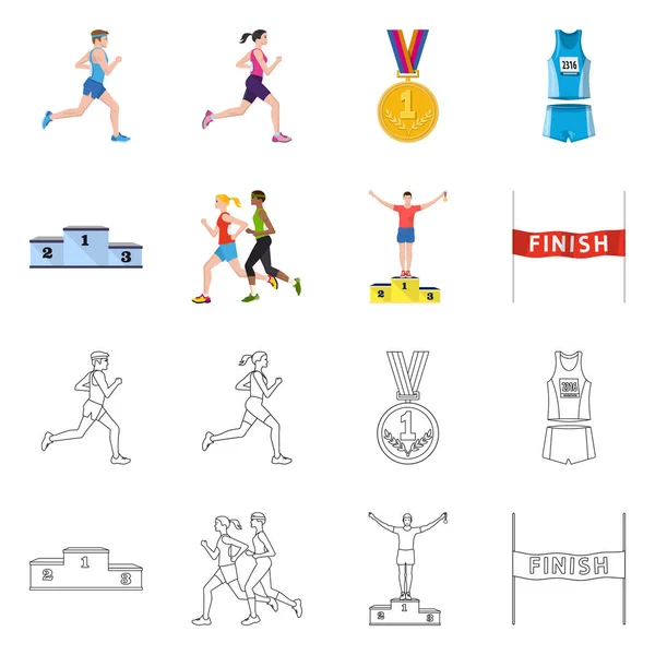 Vector ontwerp van sport en winnaar teken. Set van sport en fitness voorraad vectorillustratie. — Stockvector