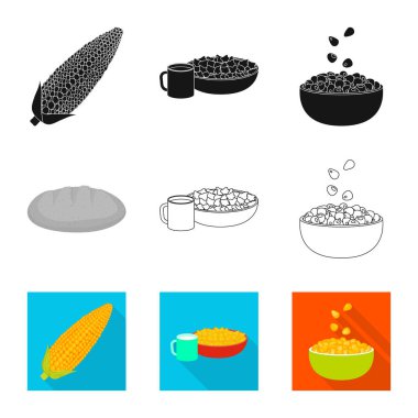 Mısır tarlası ve sebze simge vektör Illustration. Mısır tarlası ve hisse senedi için vejetaryen vektör ikon koleksiyonu.