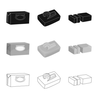 Vektör çizimi krem ve ürün simgesi. Kremsi topluluğu ve web için çiftlik hisse senedi simgesi.