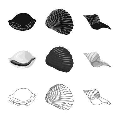 Hayvan ve dekorasyon işareti vektör Illustration. Hayvan ve okyanus hisse senedi vektör çizim seti.