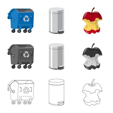 Çöp ve önemsiz işareti vektör tasarımı. Toplama çöp ve atık web için hisse senedi simgesi.