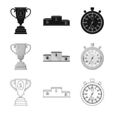 Spor ve kazanan işareti vektör tasarımı. Spor ve fitness vektör simgesini hissenin topluluğu.