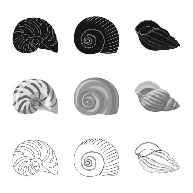 Hayvan ve dekorasyon simge vektör Illustration. Hayvan ve okyanus hisse senedi vektör çizim seti.