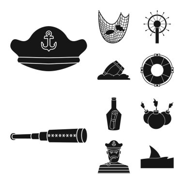 Yolculuk ve denizcilik logosu vektör illüstrasyon. Stok için yolculuk ve macera vektör simgesi seti.