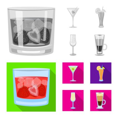 Likör ve restoran sembolü vektör tasarımı. Stok için likör ve bileşen vektör simgesi seti.