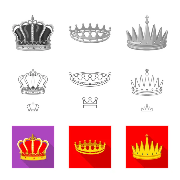 Vectorillustratie van de middeleeuwse en adel logo. Set van middeleeuwse en monarchie voorraad vectorillustratie. — Stockvector