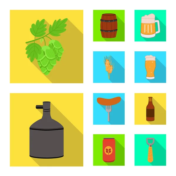 Illustrazione vettoriale del birrificio e icona della birra. Set di birreria e illustrazione vettore stock ingrediente . — Vettoriale Stock