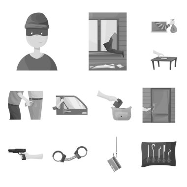 Yankesici ve dolandırıcılık logosu vektör illüstrasyon. Yankesici seti ve web için stok sembolü çalmak.