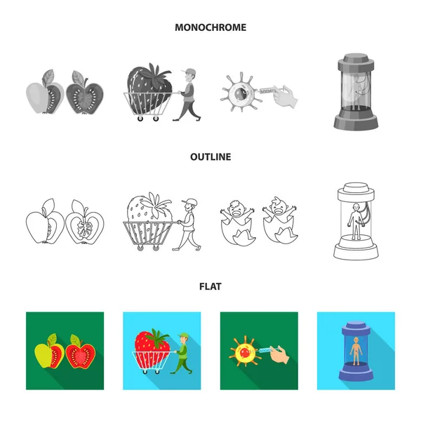 Objet isolé de test et symbole synthétique. Jeu d'icônes vectorielles d'essai et de laboratoire pour stock . — Image vectorielle