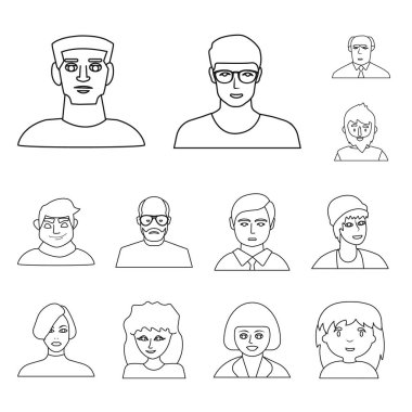 Moda ve saç kesimi logosu izole nesne. Stok lar için moda ve milliyet vektör simgesi seti.