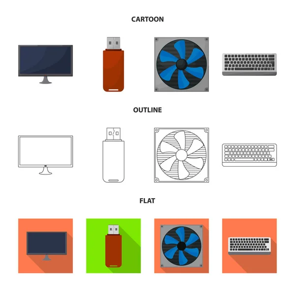 Objet isolé des accessoires et icône de l'appareil. Collection d'accessoires et d'électronique stock symbole pour le web . — Image vectorielle