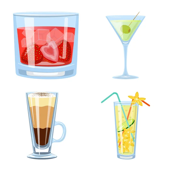 Illustrazione vettoriale del segno cocktail e drink. Set di illustrazione vettoriale cocktail e ghiaccio . — Vettoriale Stock