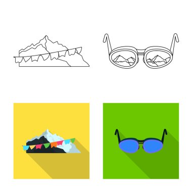 Dağcılık ve tepe simge vektör tasarımı. Kamp ve dağcılık topluluğu stok vektör çizim.