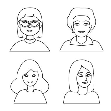 Kişinin yalıtılmış nesnesi ve portre işareti. Kişi ve ofis stok vektör illüstrasyon seti.