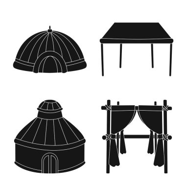 Dış mekan ve mimari işaretiizole nesne. Açık ve barınak stok vektör illüstrasyon seti.