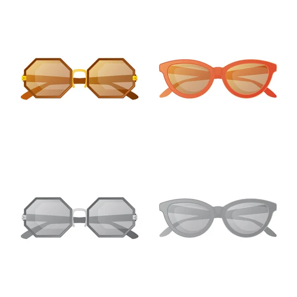 Objeto aislado de gafas y gafas de sol signo. Colección de gafas y accesorio icono vectorial para stock . — Archivo Imágenes Vectoriales