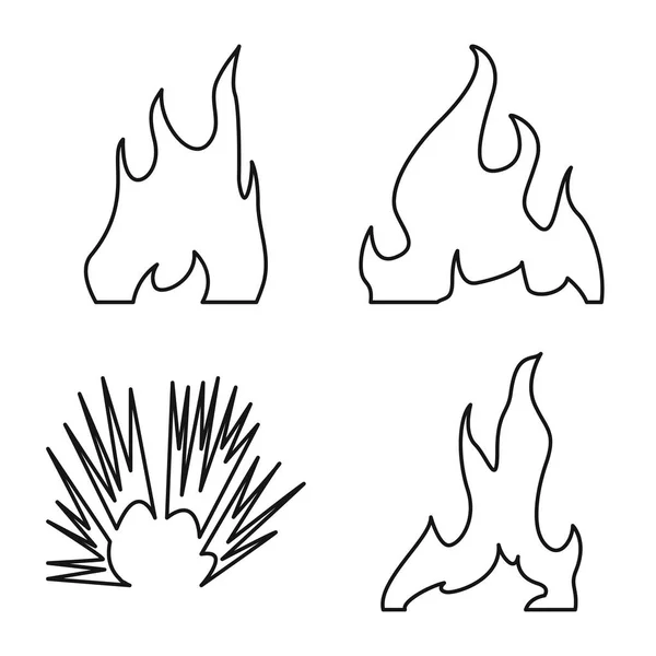 Ilustración vectorial de llama y logotipo de fogata. Colección de fuego y peligro icono vectorial para stock . — Vector de stock