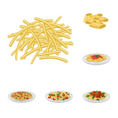 Makarna ve karbonhidrat simge vektör Illustration. Makarna ve makarna koleksiyonu stok web simgesi.