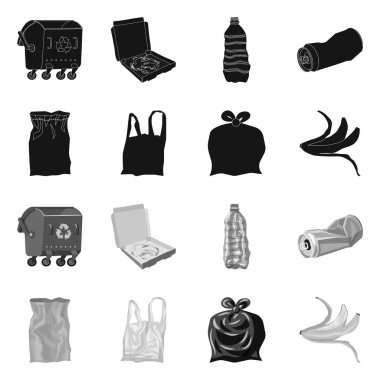 Çöp ve önemsiz simgesinin vektör çizimi. Çöp ve atık stok vektör illüstrasyon seti.