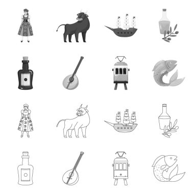 Vektör tasarımı ve tarihi logo. Koleksiyon ve ülke stok vektör illüstrasyon.