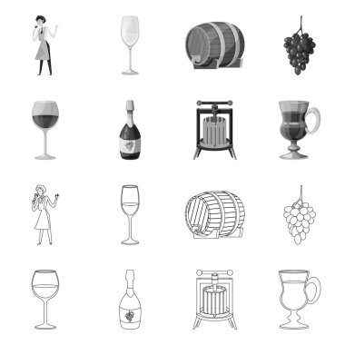 Çiftlik ve bağ işareti vektör tasarımı. Stok için çiftlik ve ürün vektör simgesi kümesi.