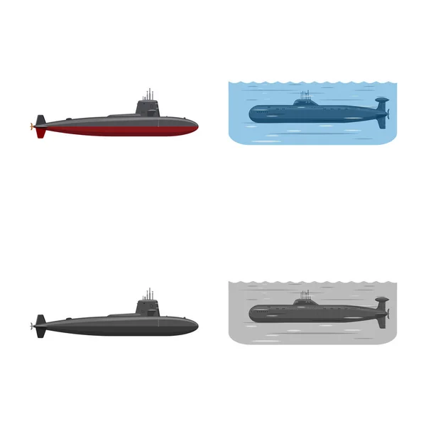 Isoliertes Kriegsobjekt und Schiffslogo. Sammlung von Kriegs- und Flottensymbolen für das Web. — Stockvektor