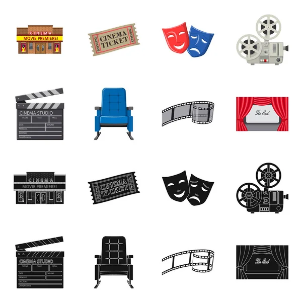 Diseño vectorial de la televisión y el logotipo de filmación. Conjunto de televisión y visualización de stock de símbolo para la web . — Vector de stock
