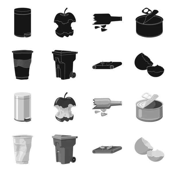 Wektor projekt śmieci i logo Junk. Kolekcja ikon wektorowych śmieci i odpadów dla zapasów. — Wektor stockowy
