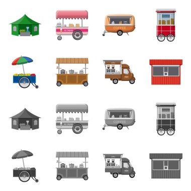 Piyasa ve dış logo yalıtılmış nesne. Market ve gıda vektör simgesini hissenin topluluğu.