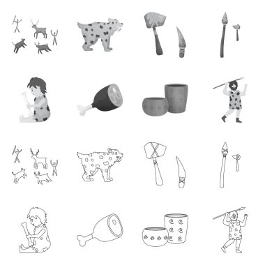 Evrim ve Neolitik işaret vektör tasarımı. Web için evrim ve ilkel stok sembolü seti.