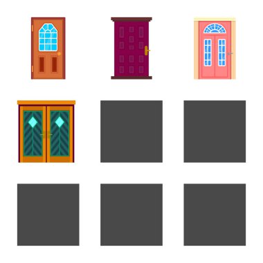 Vektör tasarım iç ve ev logosu. Stok için iç ve bina vektör simgesi seti.