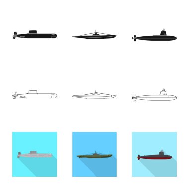 Savaş ve gemi logo yalıtılmış nesne. Savaş ve filo hisse senedi vektör çizim.