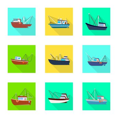 Ulaşım ve endüstriyel simge vektör tasarımı. Taşıma ve yat stok vektör illüstrasyon koleksiyonu.