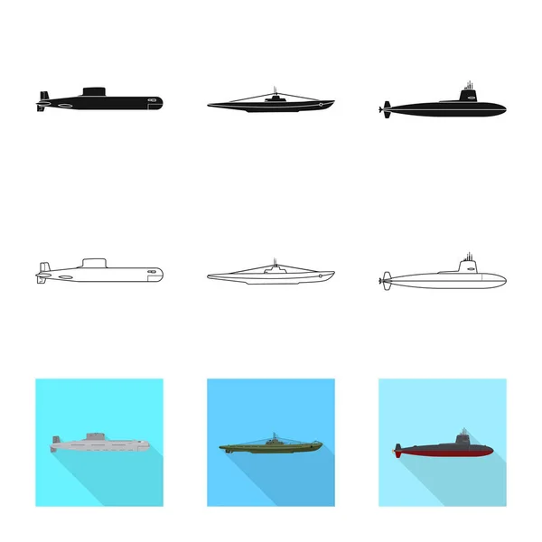 Objet isolé de la guerre et logo du navire. Ensemble d'illustration vectorielle de stock de guerre et de flotte . — Image vectorielle