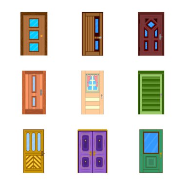 İç ve ev simgesinin vektör çizimi. Web için iç ve bina stok sembolü seti.