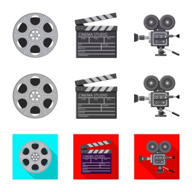 Televizyon ve filme simge vektör tasarımı. Televizyon ve web için hisse senedi simgesi ile ilgilenen.