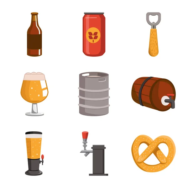 Vektor-Illustration von Bier und Barschild. Set Bier und Pub Stock Symbol für das Web. — Stockvektor