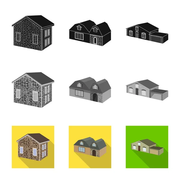 Conception vectorielle de façade et icône du logement. Ensemble de façade et infrastructure stock symbole pour le web . — Image vectorielle