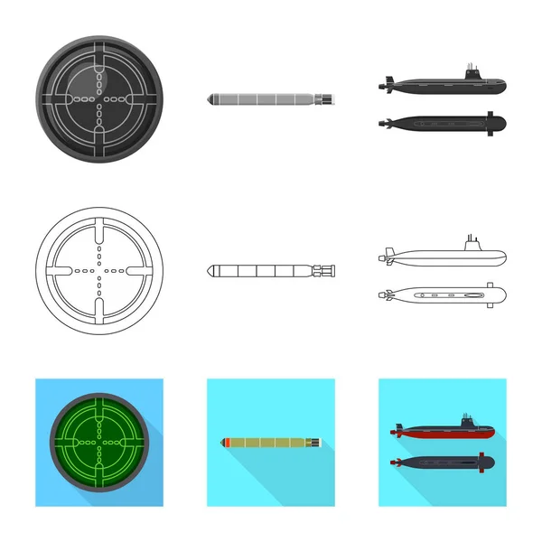 Diseño vectorial de guerra y símbolo del barco. Conjunto de guerra y vector de flota icono para stock . — Vector de stock