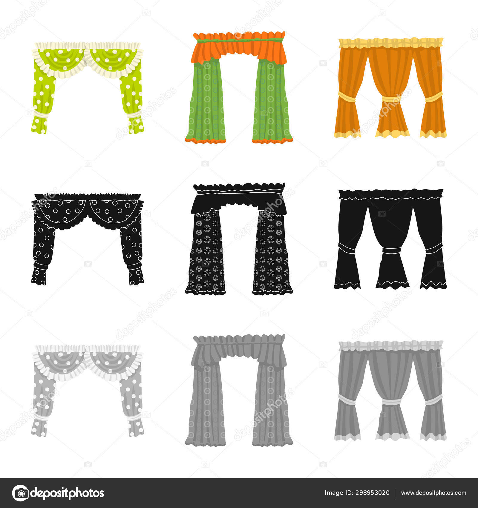 Vector Design Of Curtains And Drapes Sign Set Of Curtains And