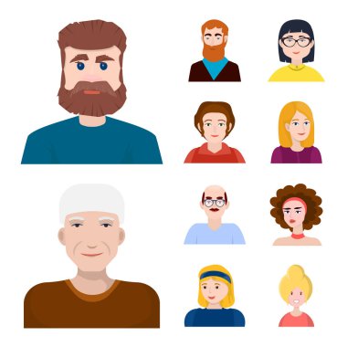 İnsanların izole nesnesi ve avatar logosu. Kişi koleksiyonu ve portre stok vektör illüstrasyon.