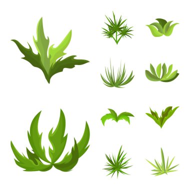 Bahçe ve çim sembolü vektör tasarımı. Web için bahçe ve çalı stok sembolü seti.