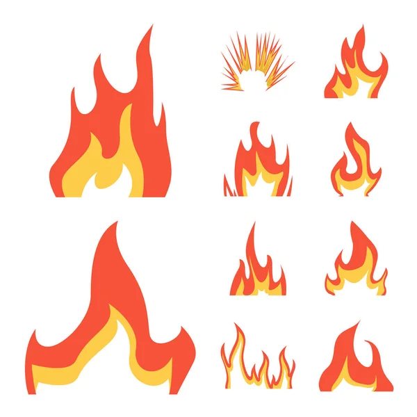 Isoliertes Feuerobjekt und rotes Symbol. Sammlung von Feuer und Lagerfeuer Vektor Illustration. — Stockvektor