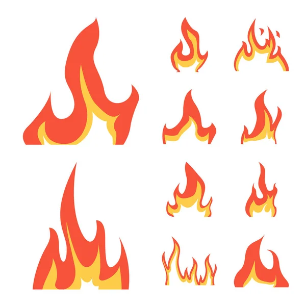 Yangın ve kırmızı sembolün vektör illüstrasyonu. Stok için yangın ve kamp ateşi vektör simgesi seti. — Stok Vektör