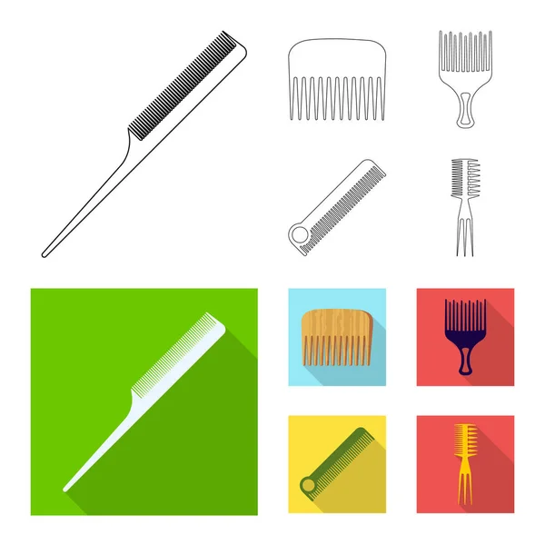 Ilustración vectorial del icono de cepillo y cabello. Conjunto de cepillo y cepillo vector icono para stock . — Vector de stock
