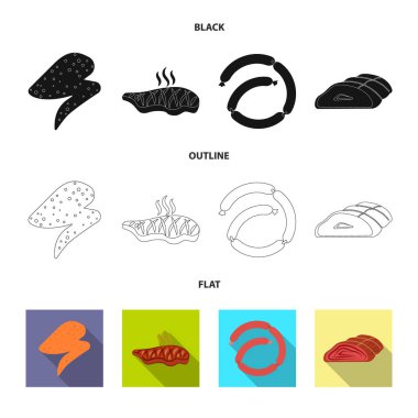 Et ve jambon simge vektör tasarımı. Et ve hisse senedi için pişirme vektör simgesi ayarla.