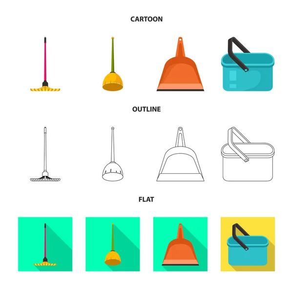Ilustracja wektorowa oczyszczania i ikona gospodarstwa domowego. Zestaw symboli czyszczenia i mycia dla stron internetowych. — Wektor stockowy